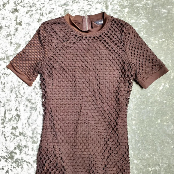 ASOS Naanaa Brown Mesh Bodycon Midi Dress - Picture 4 of 7